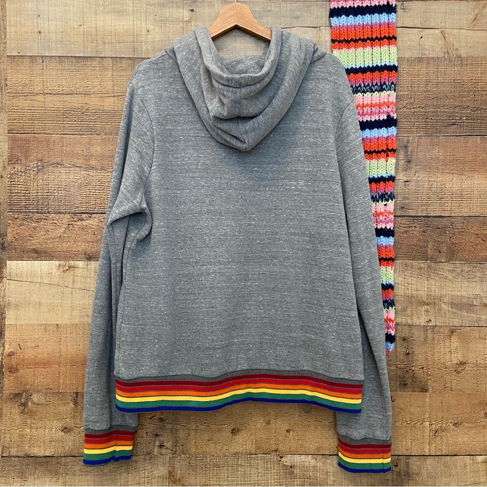 Aviator Nation Gray Hoodie Zip Up JACKET with Rainbow Accents UNISEX - Picture 10 of 13